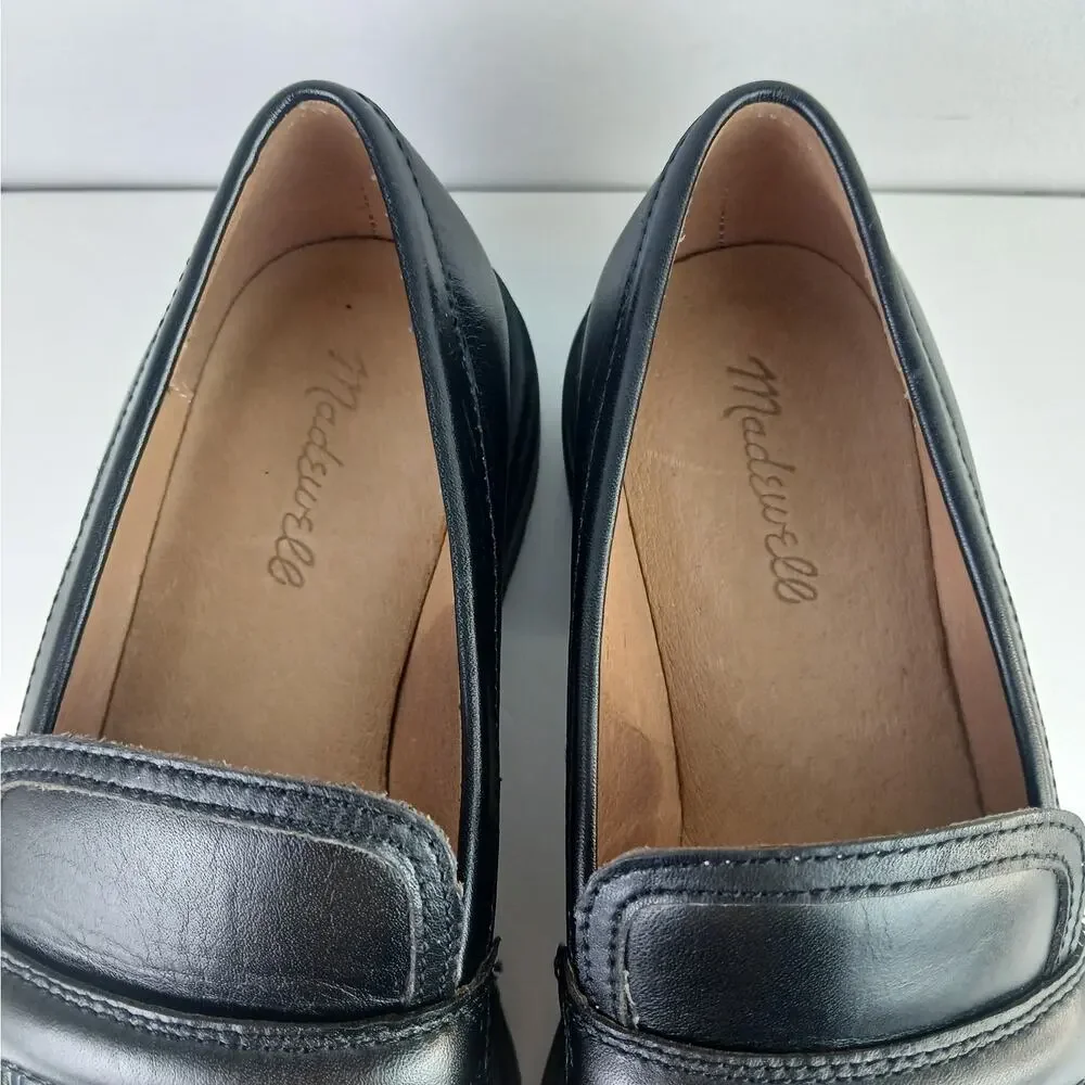 Madewell Women's SZ 8.5 The Bradley Lugsole Loafer in Black Leather